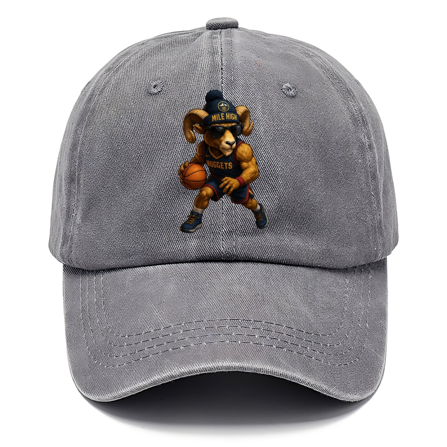 Mile High Bighorn wearing Nuggets beanie with mountain patch and wayfarer sunglasses - Classic Cap - Urban Haze(Grey)