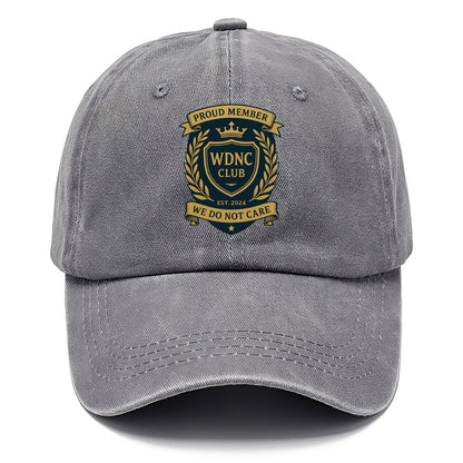 Proud Member badge with laurel wreath - "WDNC CLUB - We Do Not Care" - apathy pride - Classic Cap - Urban Haze(Grey)