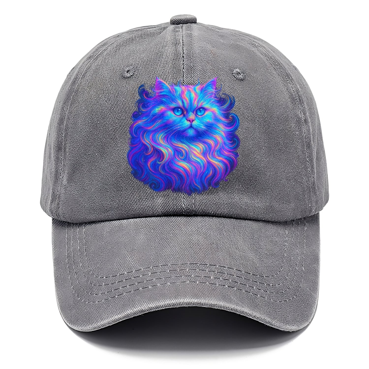 Luxurious Persian cat with flowing fur that refracts into rainbow prisms, soft pastel - Classic Cap - Urban Haze(Grey)