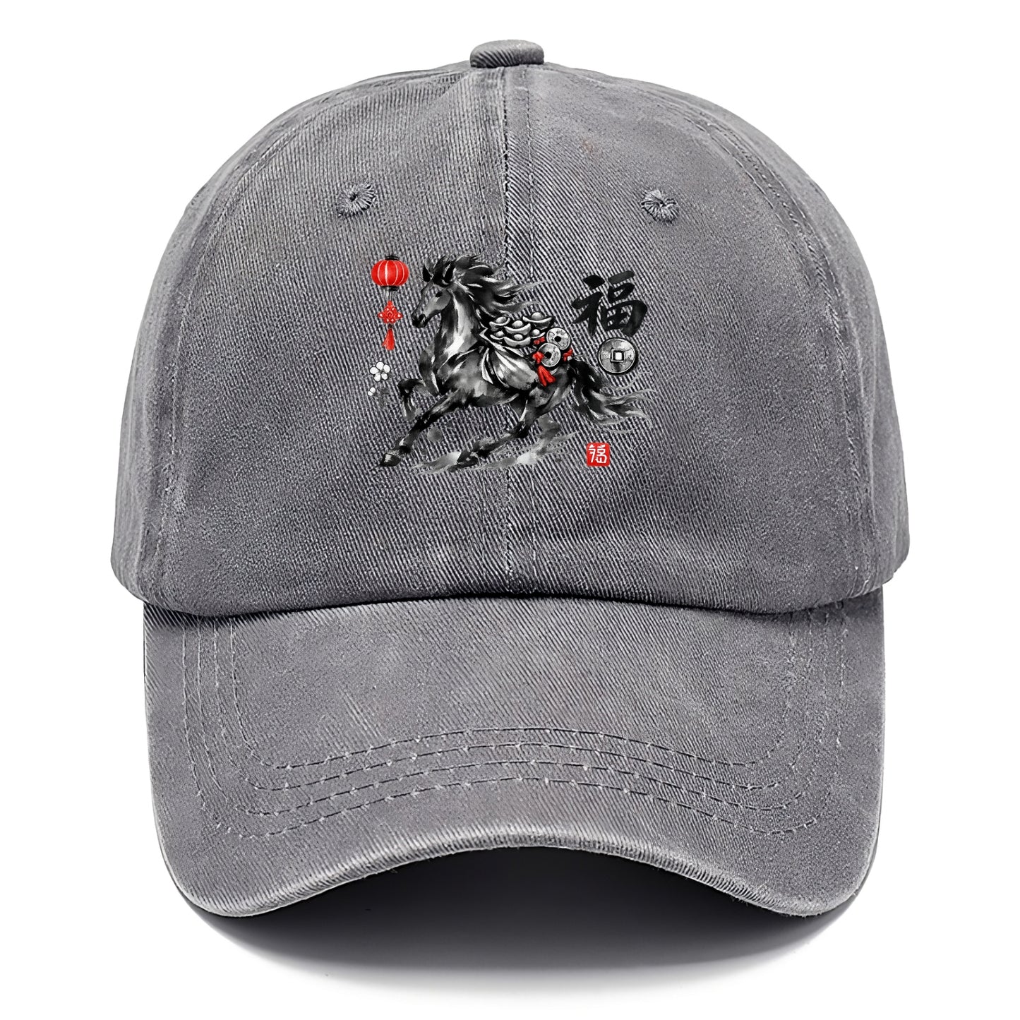 PROSPERITY HORSE | Horse carrying gold ingots and coins | Chinese knot decorations | - Classic Cap - Urban Haze(Grey)