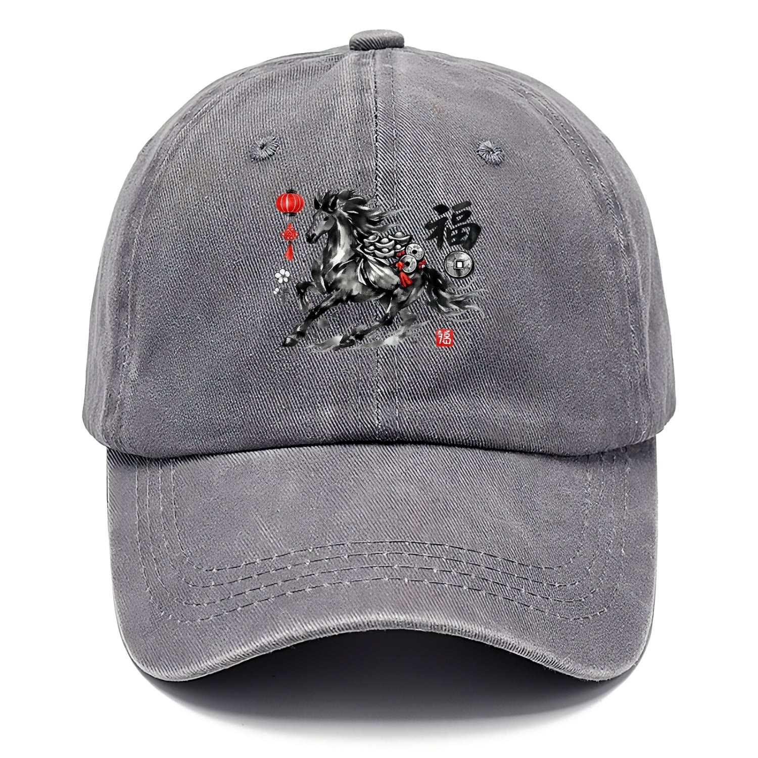 PROSPERITY HORSE | Horse carrying gold ingots and coins | Chinese knot decorations | - Classic Cap - Urban Haze(Grey)