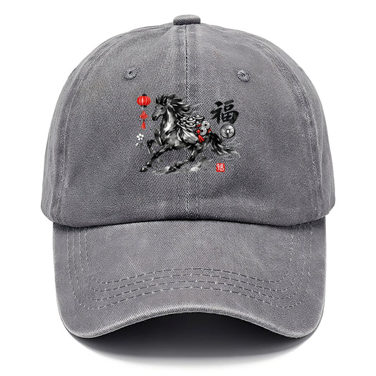 PROSPERITY HORSE | Horse carrying gold ingots and coins | Chinese knot decorations | - Classic Cap - Urban Haze(Grey)