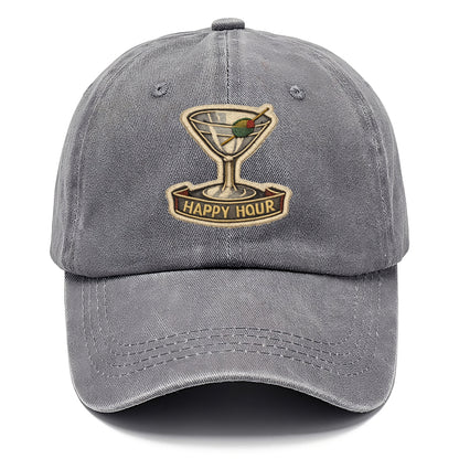 COCKTAIL MARTINI - martini glass with olive in silver and green , happy hour - Classic Cap - Urban Haze(Grey)
