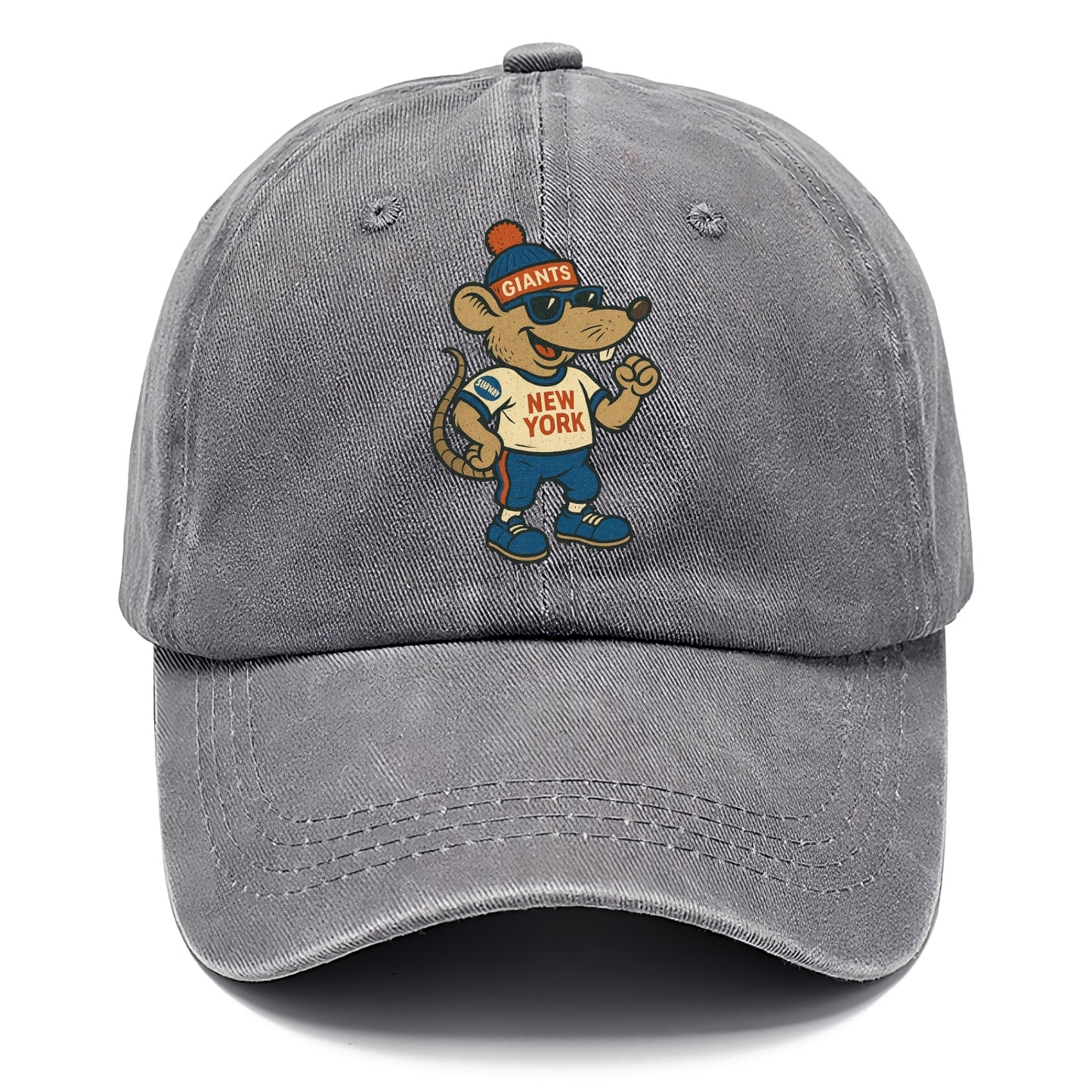 New York Rat wearing Giants beanie with subway patch and wayfarer sunglasses - Classic Cap - Urban Haze(Grey)
