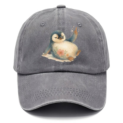 chubby penguin sliding on belly, one flipper up giving attitude - Classic Cap - Urban Haze(Grey)