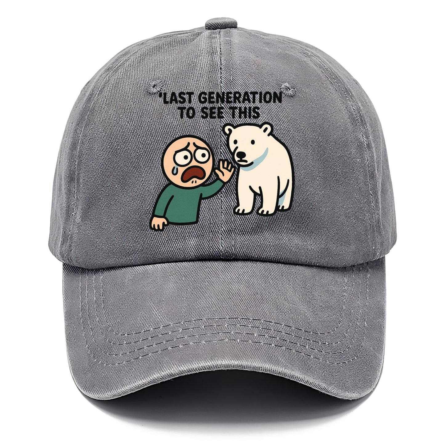 Person waving goodbye to polar bear - "Last generation to see this" - extinction grief - Classic Cap - Urban Haze(Grey)