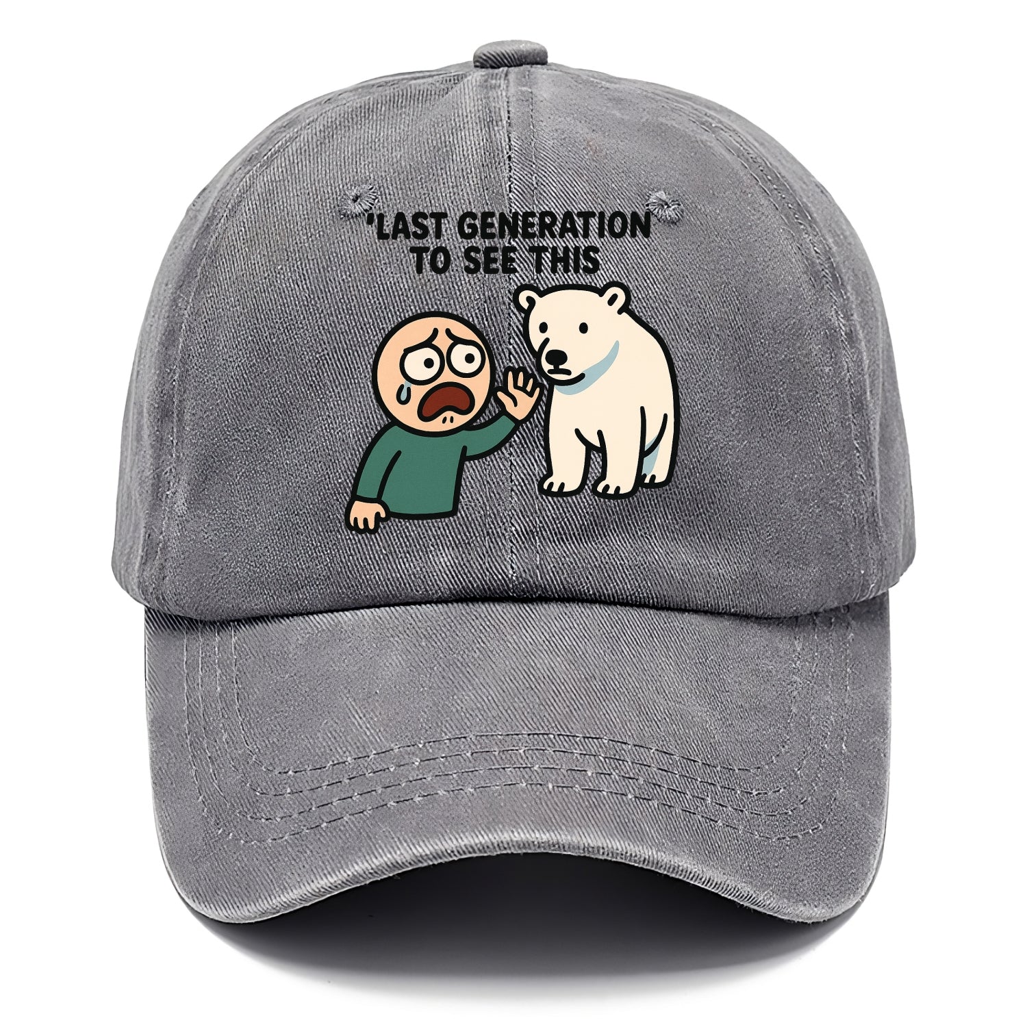 Person waving goodbye to polar bear - "Last generation to see this" - extinction grief - Classic Cap - Urban Haze(Grey)