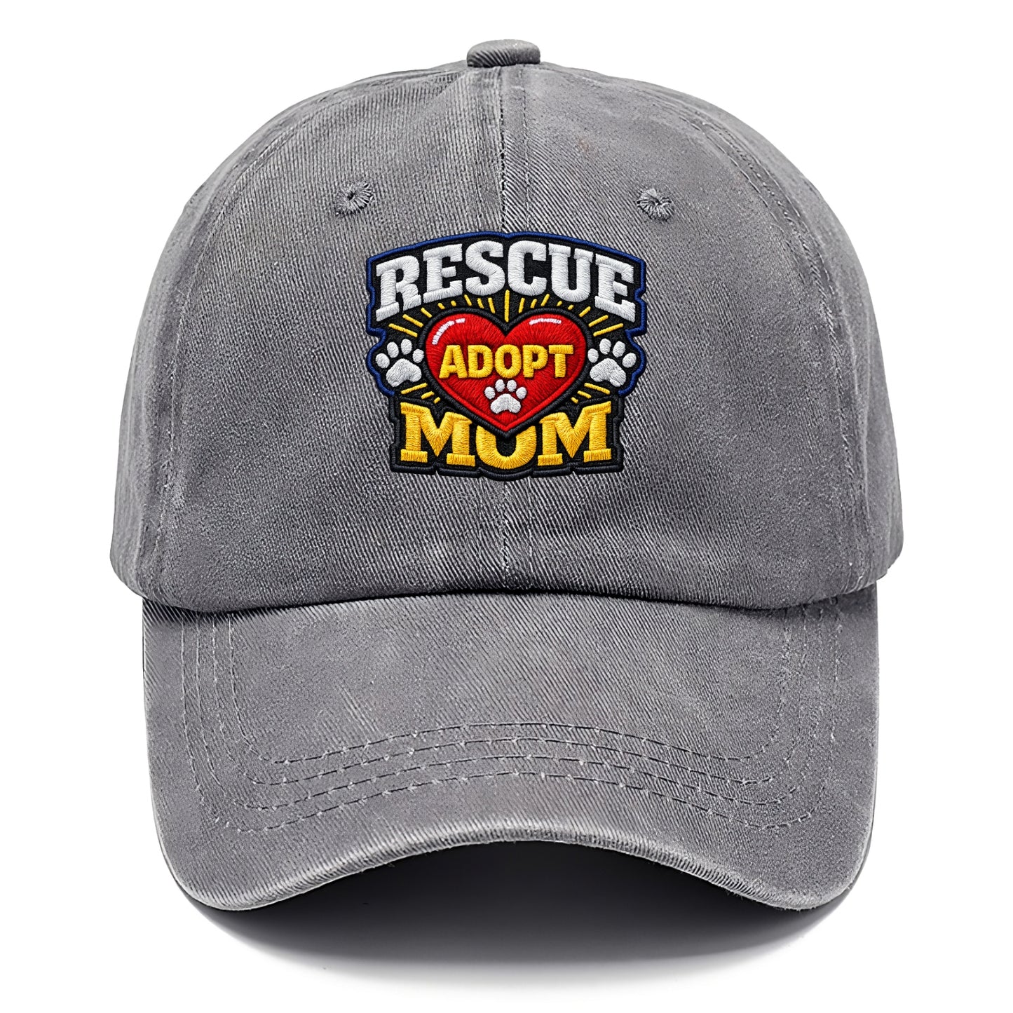 RESCUE MOM - heart with ADOPT text in red , shelter advocate - Classic Cap - Urban Haze(Grey)