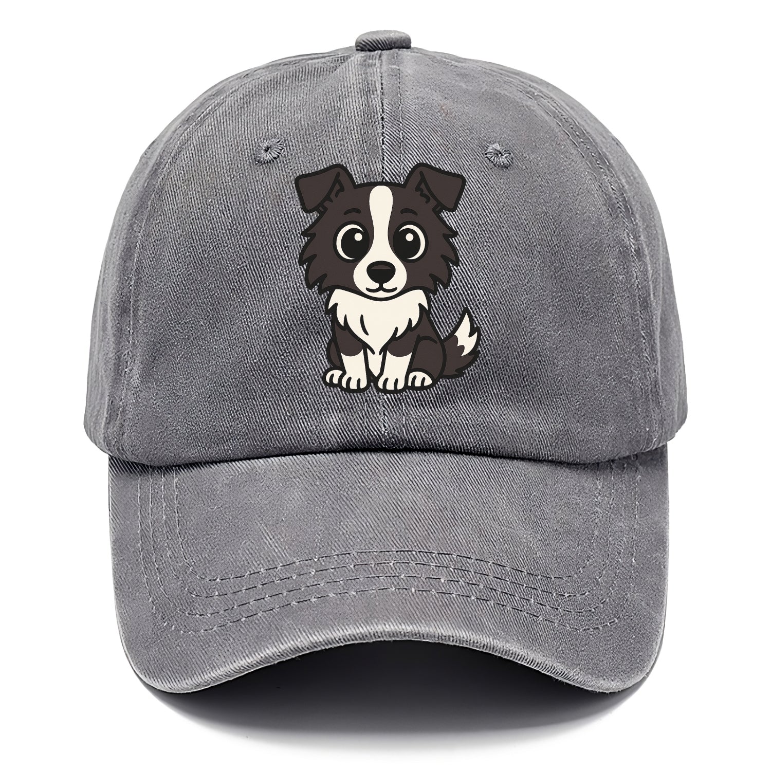 Border Collie - Intense stare sitting pose - Classic Cap - Urban Haze(Grey)