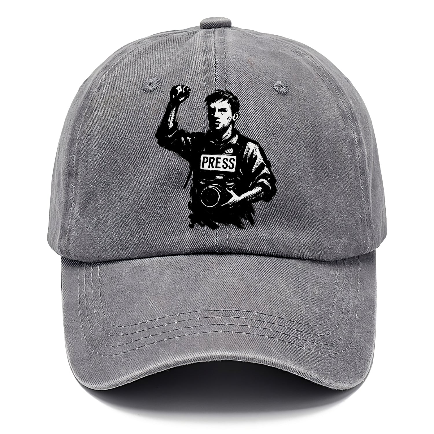 Journalist with camera - press freedom ink painting - Classic Cap - Urban Haze(Grey)