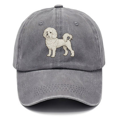 Löwchen - Little Lion Dog white embroidered pose - Classic Cap - Urban Haze(Grey)