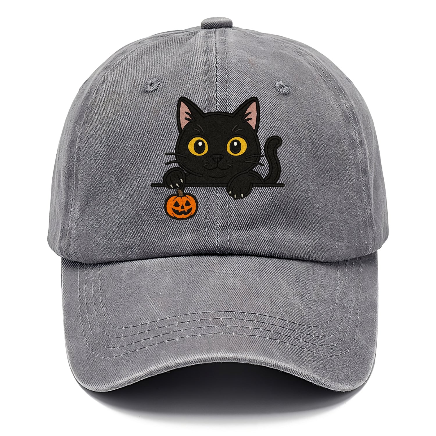 Midnight the black cat poking tongue out playfully while peeking. - Classic Cap - Urban Haze(Grey)