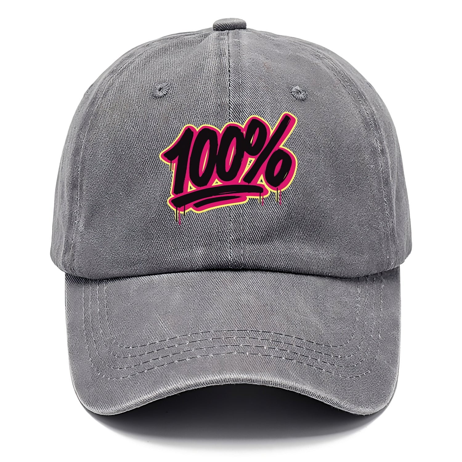 Bold typography design - "100%" - all in, fully committed - Classic Cap - Urban Haze(Grey)