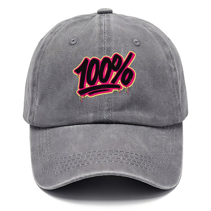 Bold typography design - "100%" - all in, fully committed - Classic Cap - Urban Haze(Grey)