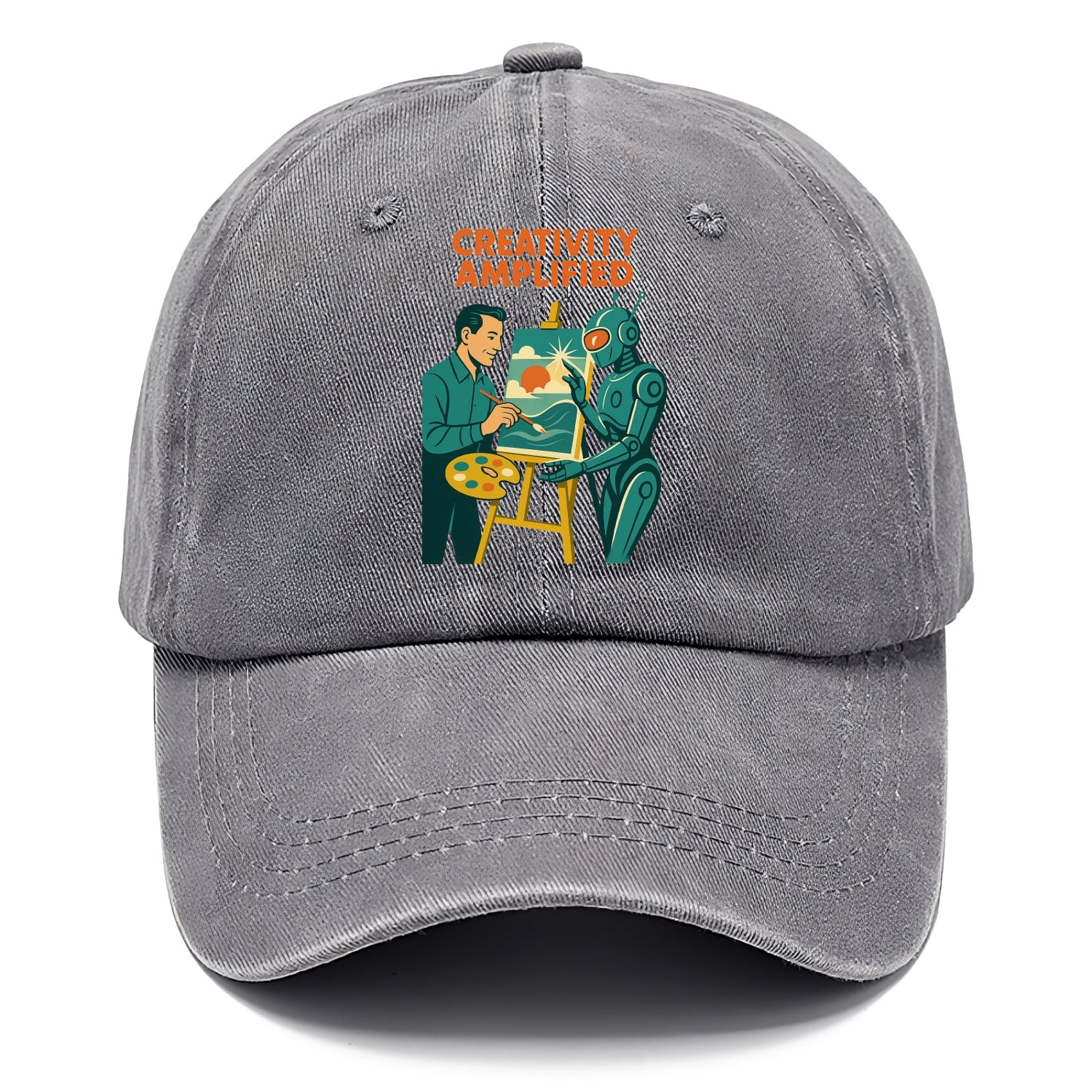 Artist and AI creating beautiful masterpiece together - "Creativity Amplified" - - Classic Cap - Urban Haze(Grey)