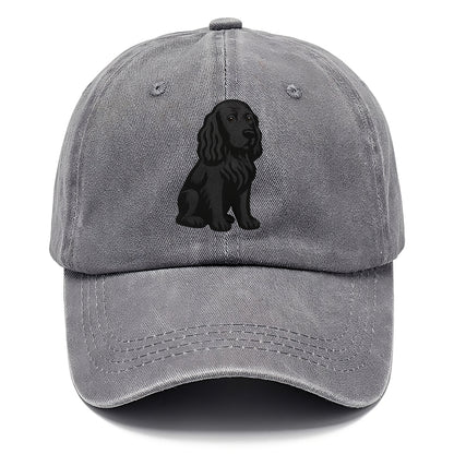 Field Spaniel - Black silky coat embroidered pose - Classic Cap - Urban Haze(Grey)