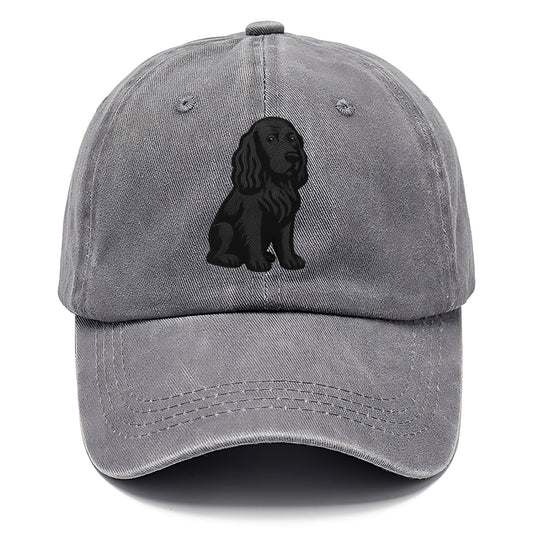 Field Spaniel - Black silky coat embroidered pose - Classic Cap - Urban Haze(Grey)