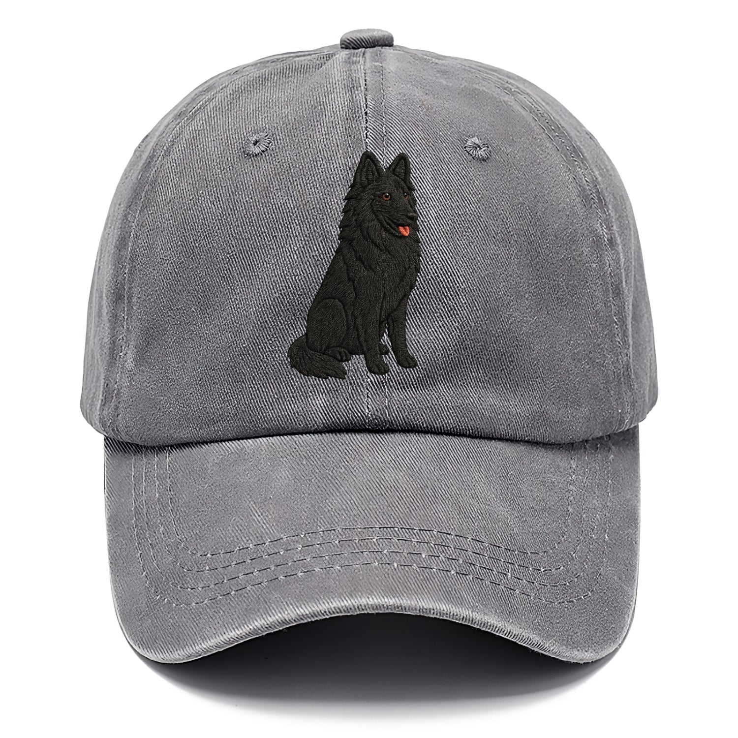 Belgian Sheepdog - Black long-haired embroidered pose - Classic Cap - Urban Haze(Grey)
