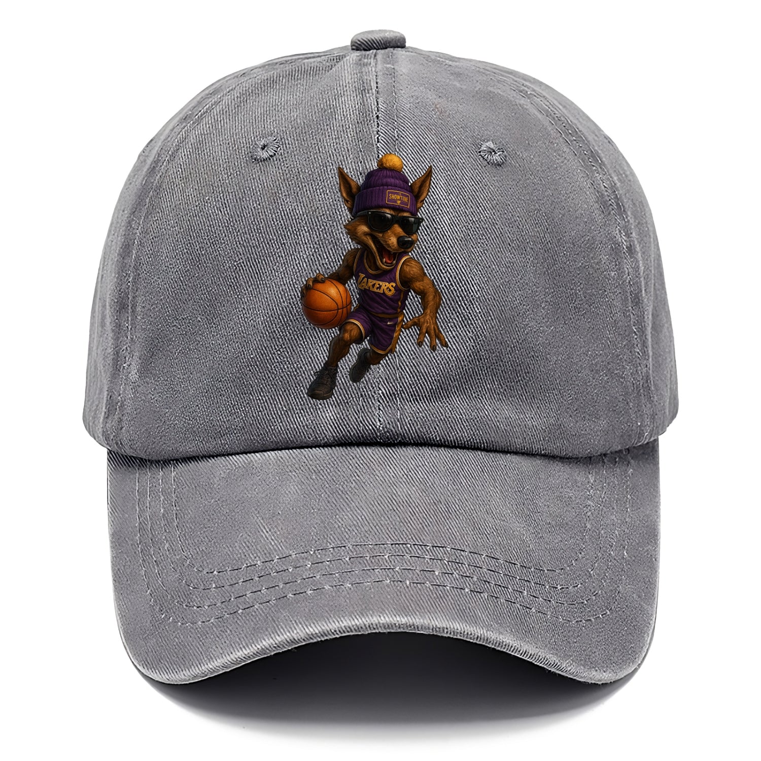 Hollywood Coyote wearing Lakers beanie with Showtime patch and wayfarer sunglasses - Classic Cap - Urban Haze(Grey)