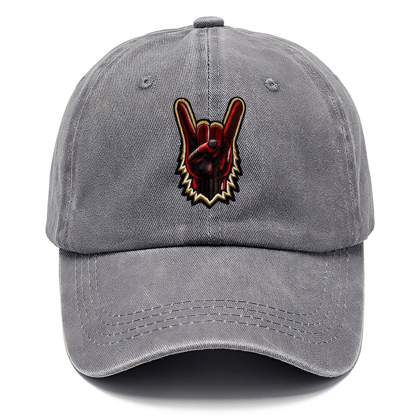 ROCK HAND HORNS - devil horns hand gesture in black and red , metal music - Classic Cap - Urban Haze(Grey)
