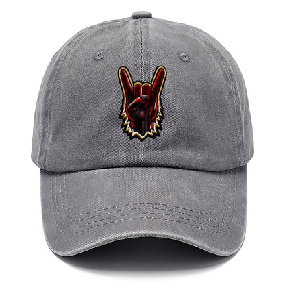 ROCK HAND HORNS - devil horns hand gesture in black and red , metal music - Classic Cap - Urban Haze(Grey)