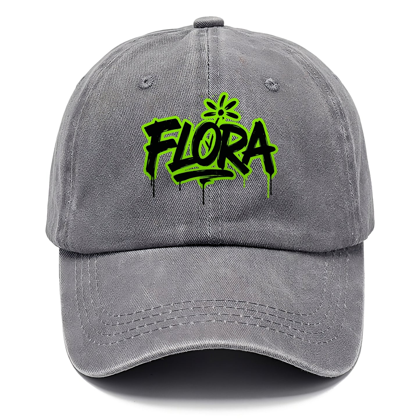 Bold typography design - "FLORA" - plant life, blooming - Classic Cap - Urban Haze(Grey)