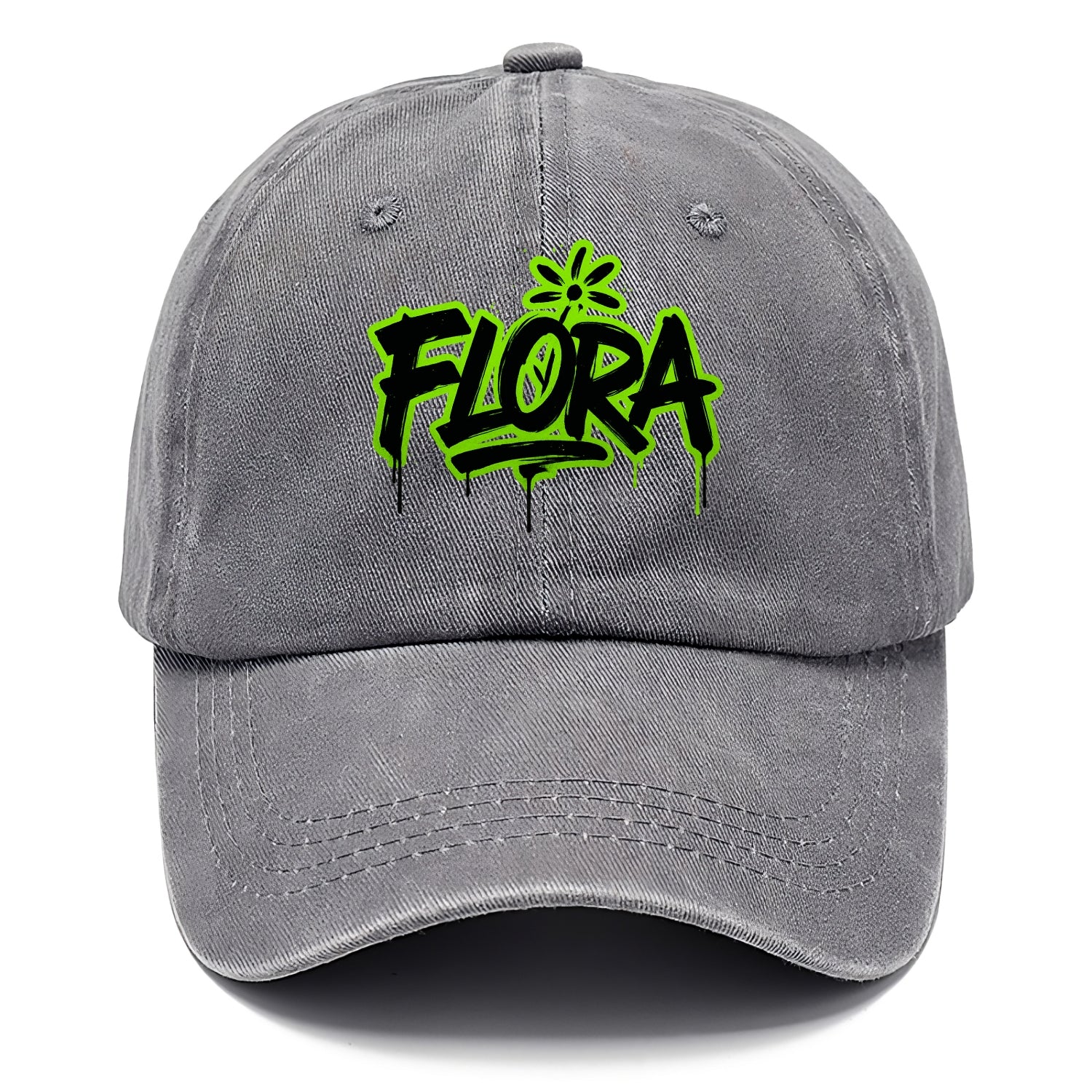 Bold typography design - "FLORA" - plant life, blooming - Classic Cap - Urban Haze(Grey)