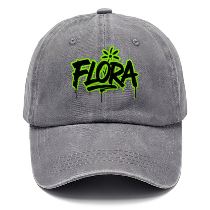 Bold typography design - "FLORA" - plant life, blooming - Classic Cap - Urban Haze(Grey)