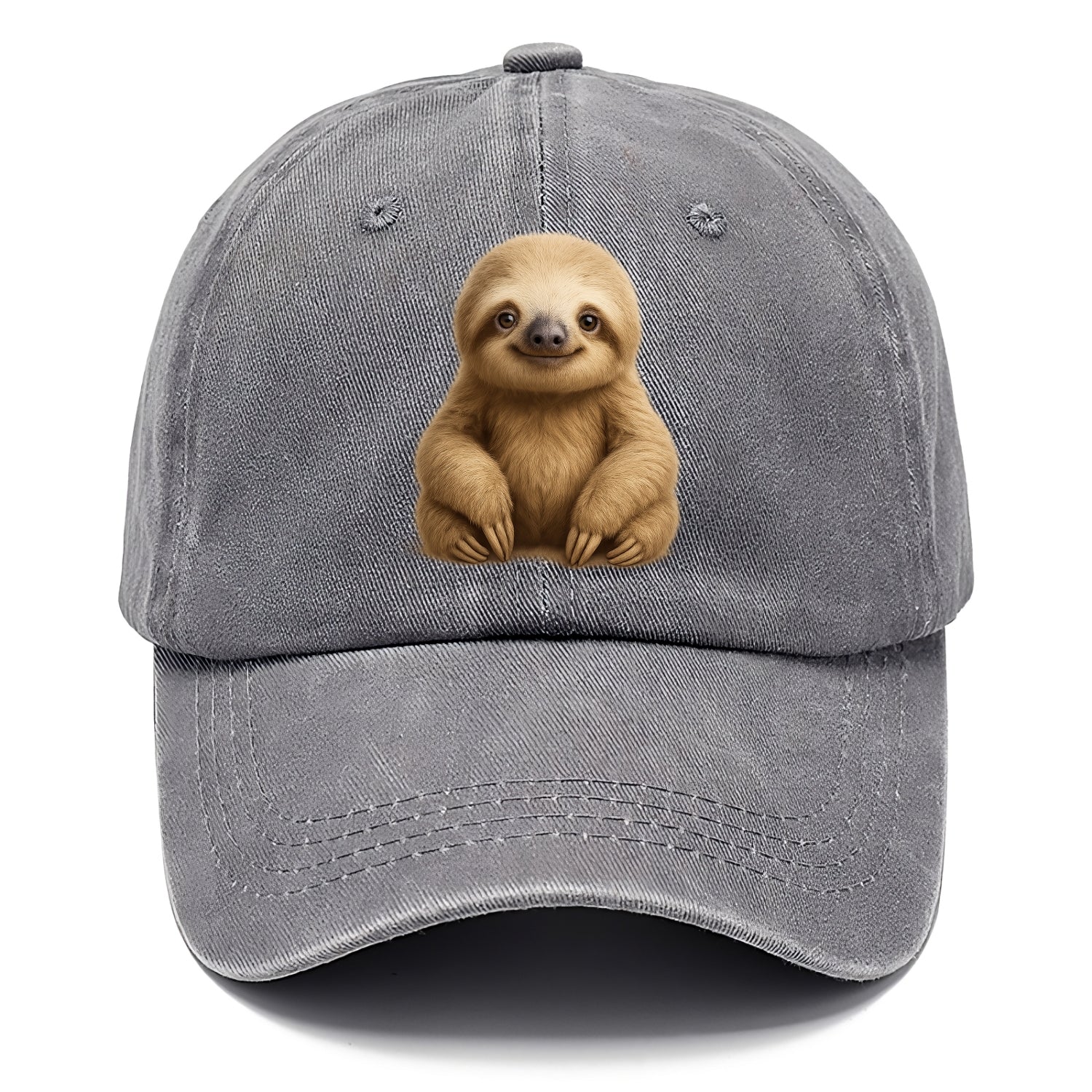 Baby Sloth - tan fur, long arms, peaceful smile, gentle eyes, front-facing, zen - Classic Cap - Urban Haze(Grey)