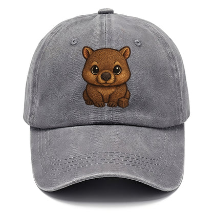 Baby Wombat - brown fur, square nose, small ears, dark eyes, front-facing, cube poop - Classic Cap - Urban Haze(Grey)