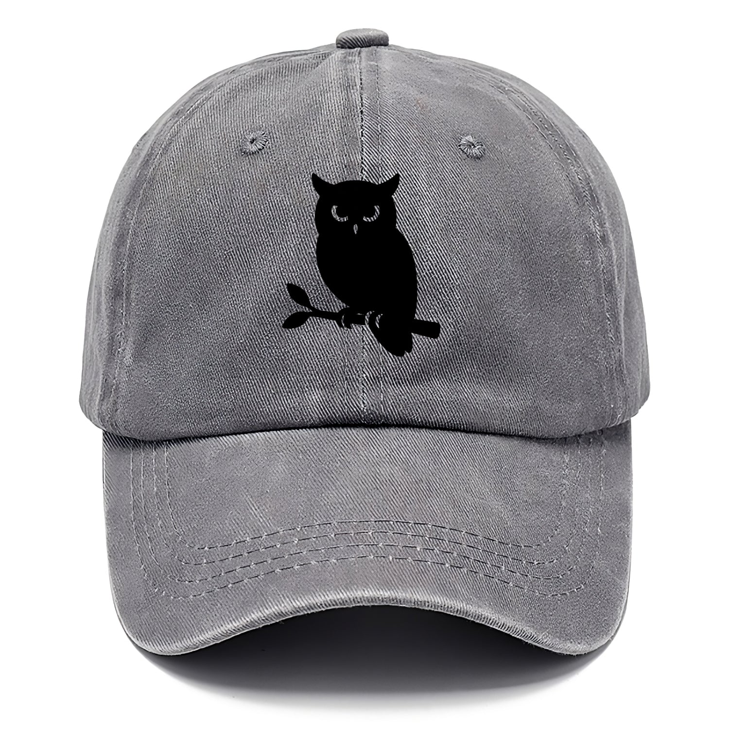 Owl perched on branch at night - Classic Cap - Urban Haze(Grey)