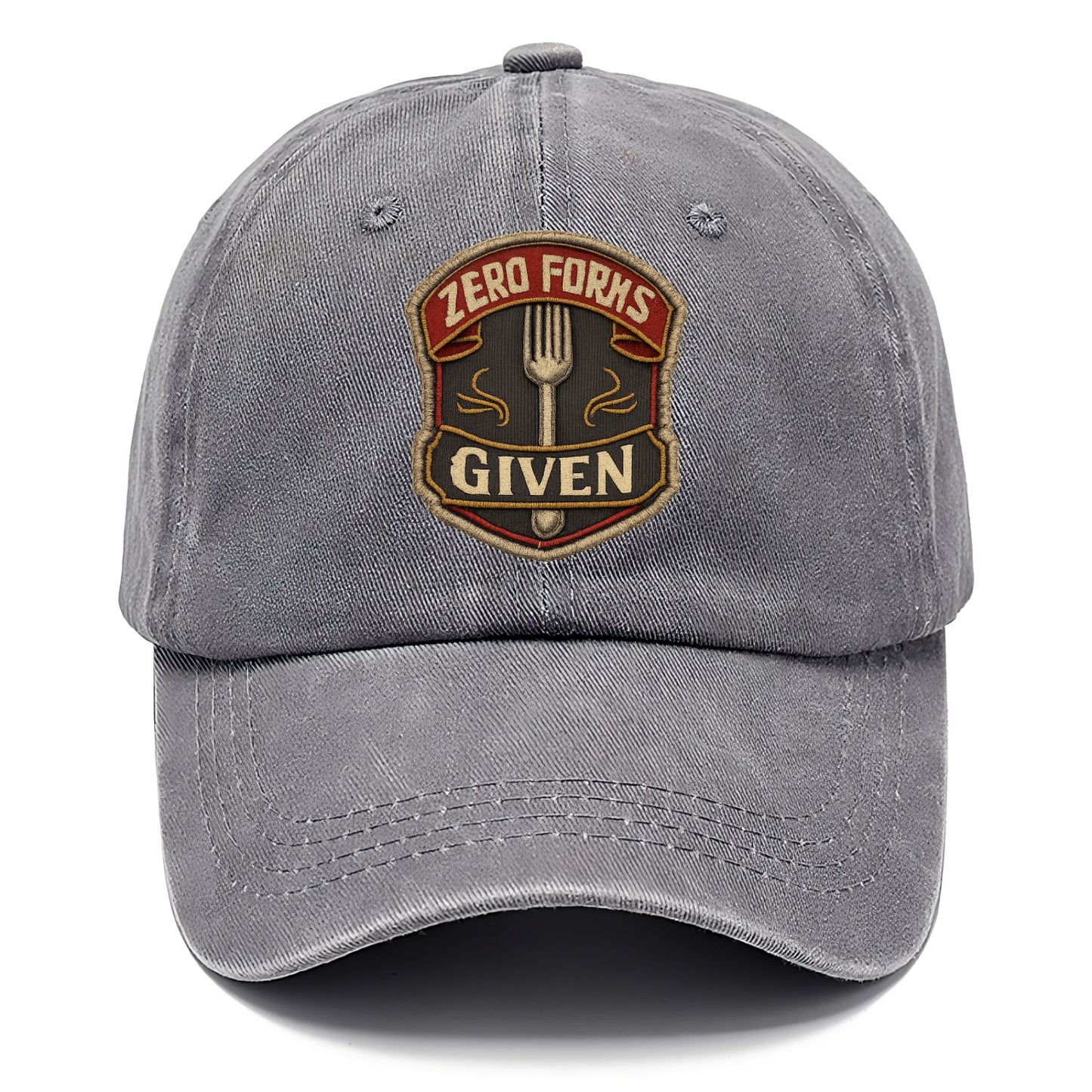 ZERO FORKS GIVEN - fork with text in silver , no cares attitude - Classic Cap - Urban Haze(Grey)