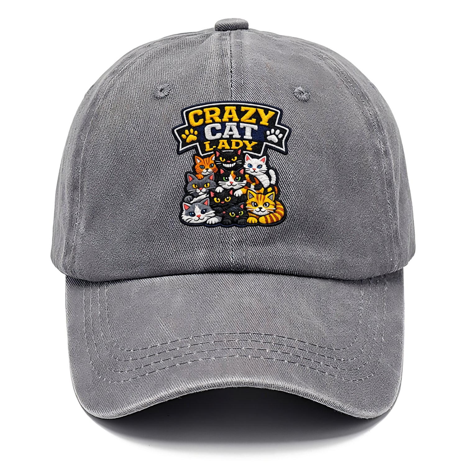 CRAZY CAT LADY - cat pile in multicolor , cat collector - Classic Cap - Urban Haze(Grey)