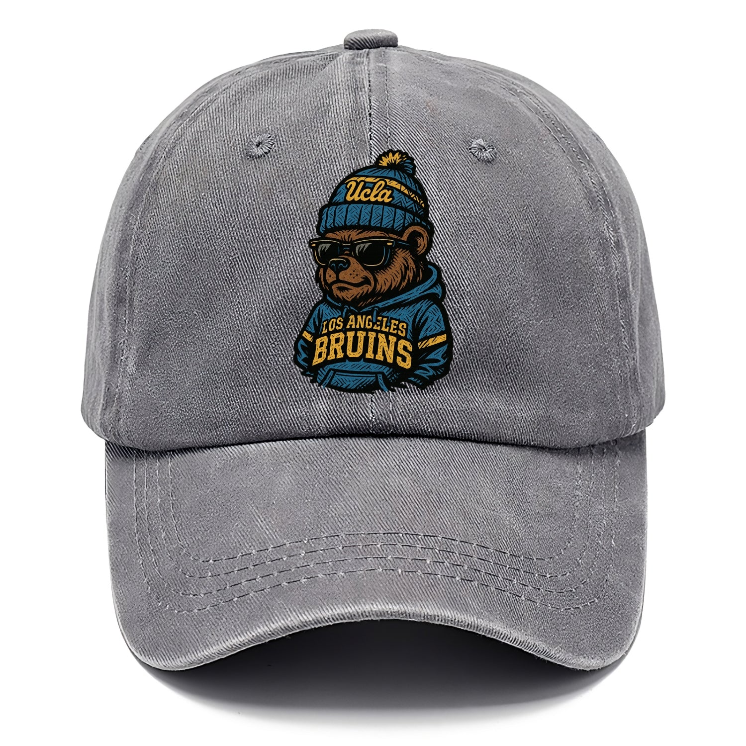 Los Angeles Bruin wearing UCLA beanie with script patch - Classic Cap - Urban Haze(Grey)