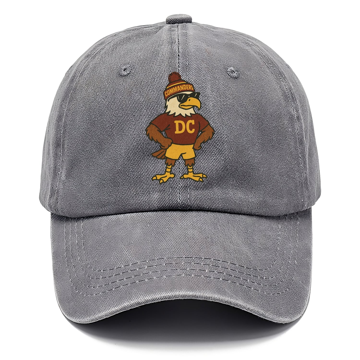 DC Eagle wearing Commanders burgundy and gold beanie with pom pom and wayfarer - Classic Cap - Urban Haze(Grey)