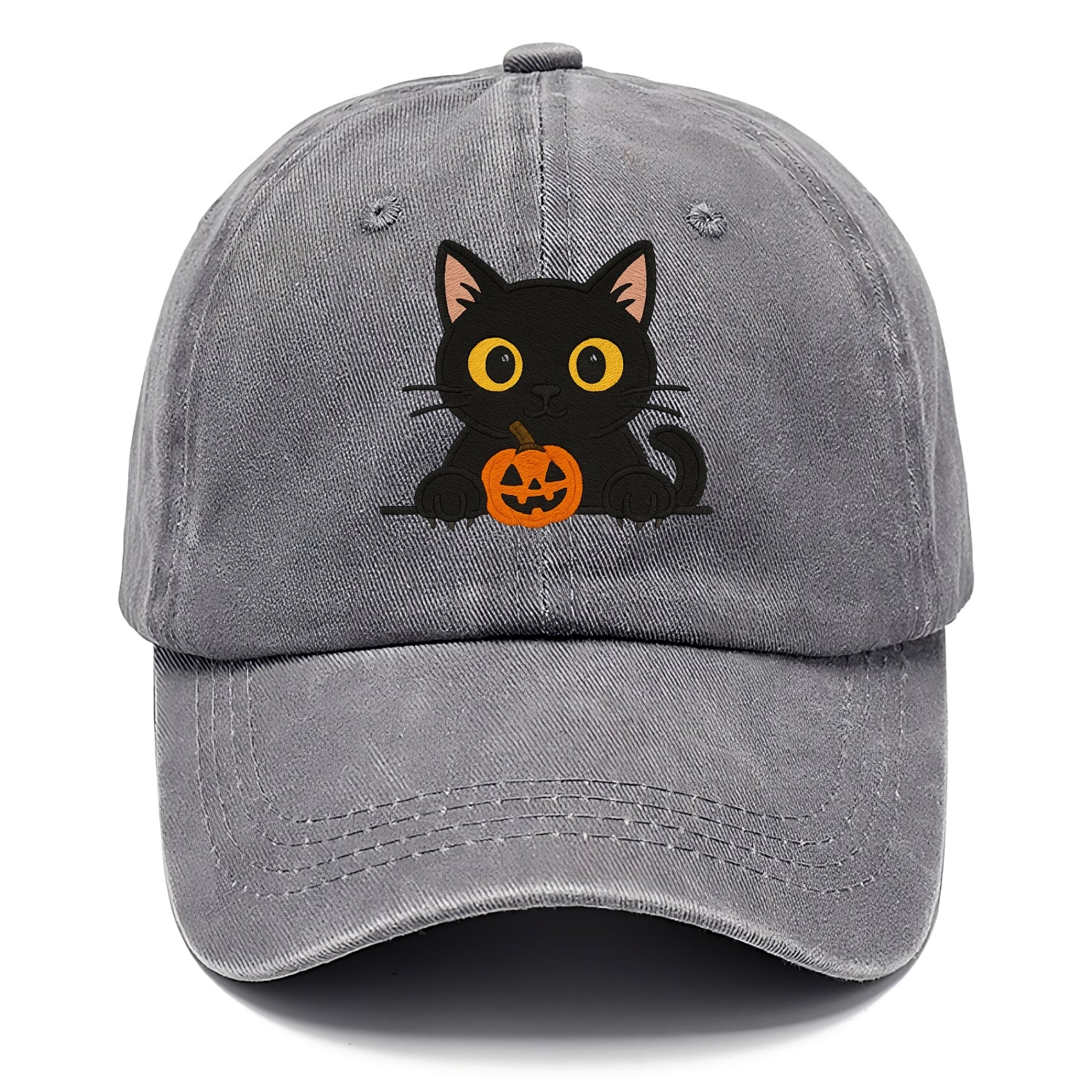 Midnight the black cat wearing round spectacles while studying the viewer. - Classic Cap - Urban Haze(Grey)