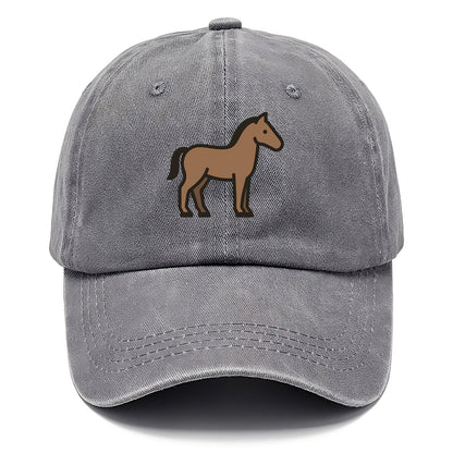 Horse - Brown standing pose flat side profile - Classic Cap - Urban Haze(Grey)