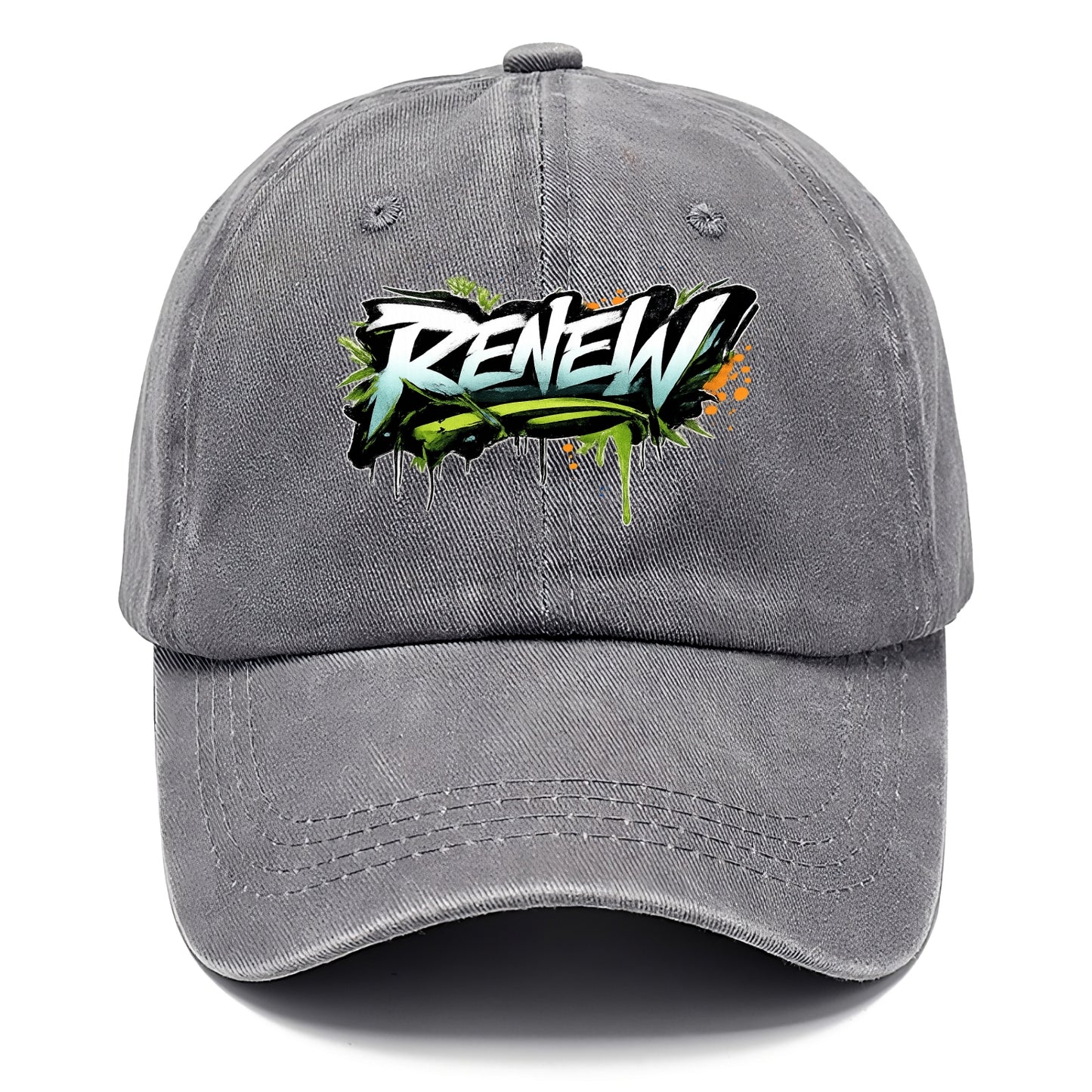 Bold typography design - "RENEW" - starting fresh, regenerating - Classic Cap - Urban Haze(Grey)