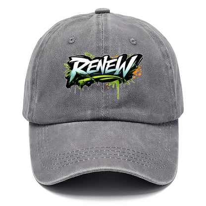Bold typography design - "RENEW" - starting fresh, regenerating - Classic Cap - Urban Haze(Grey)