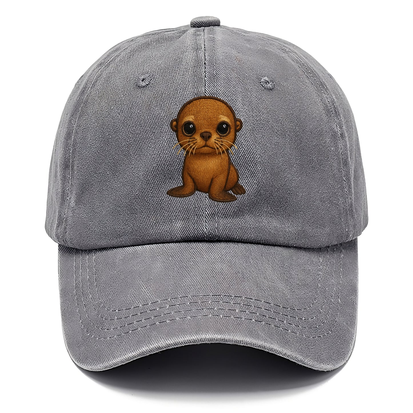 Baby California Sea Lion - golden brown, large expressive eyes, whiskers, - Classic Cap - Urban Haze(Grey)