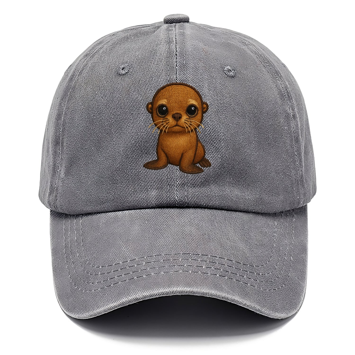 Baby California Sea Lion - golden brown, large expressive eyes, whiskers, - Classic Cap - Urban Haze(Grey)
