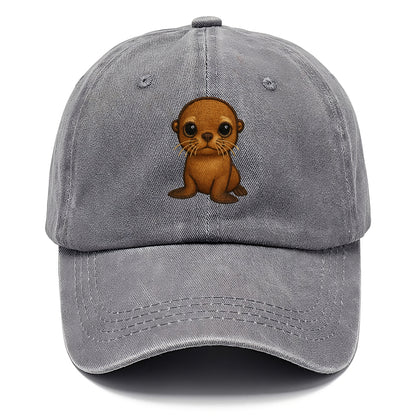 Baby California Sea Lion - golden brown, large expressive eyes, whiskers, - Classic Cap - Urban Haze(Grey)