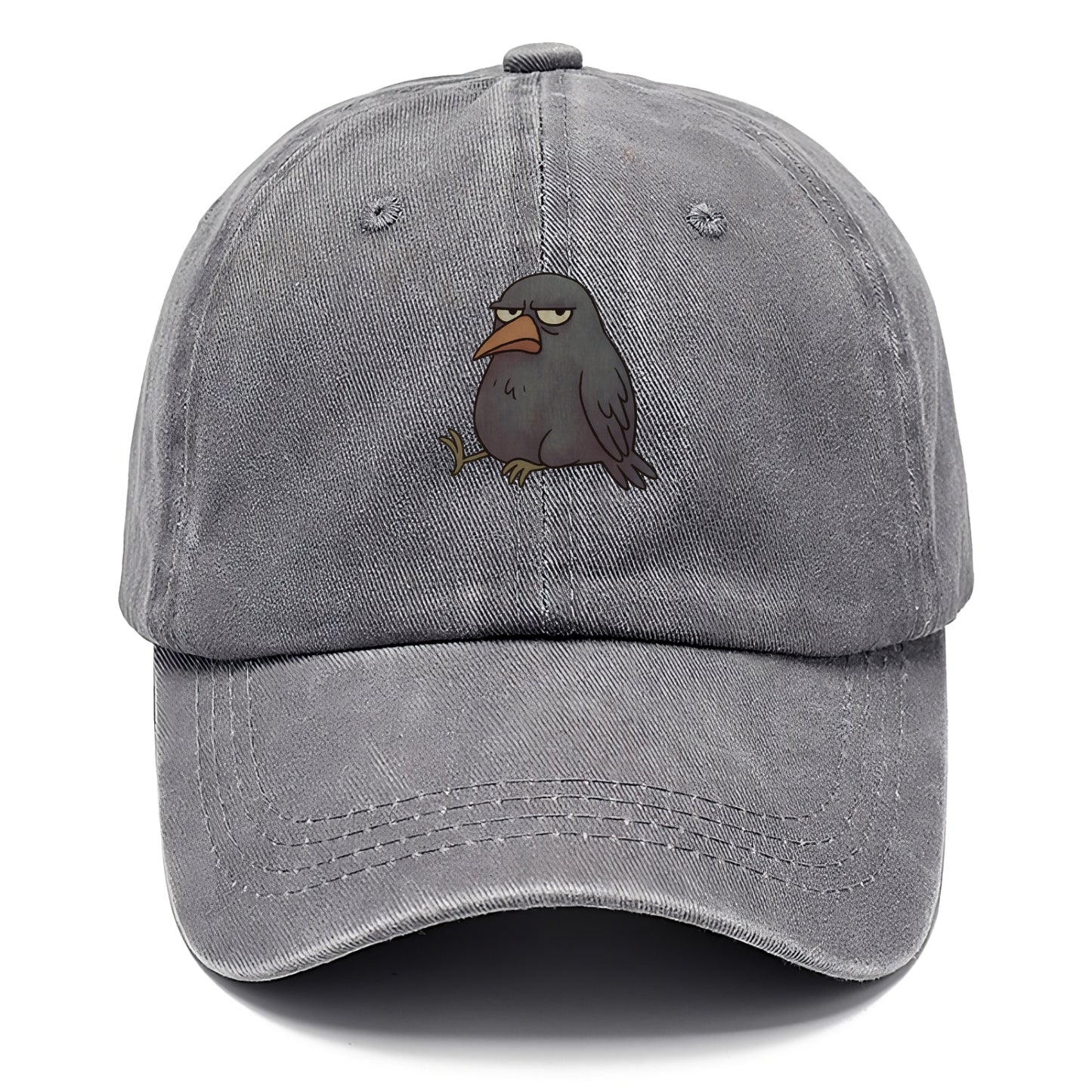 THE CROW JUDGES SILENTLY | Black crow with disapproving look - Classic Cap - Urban Haze(Grey)