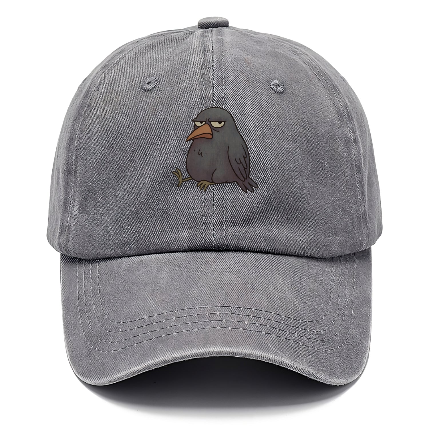 THE CROW JUDGES SILENTLY | Black crow with disapproving look - Classic Cap - Urban Haze(Grey)