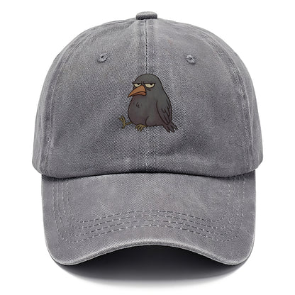 THE CROW JUDGES SILENTLY | Black crow with disapproving look - Classic Cap - Urban Haze(Grey)