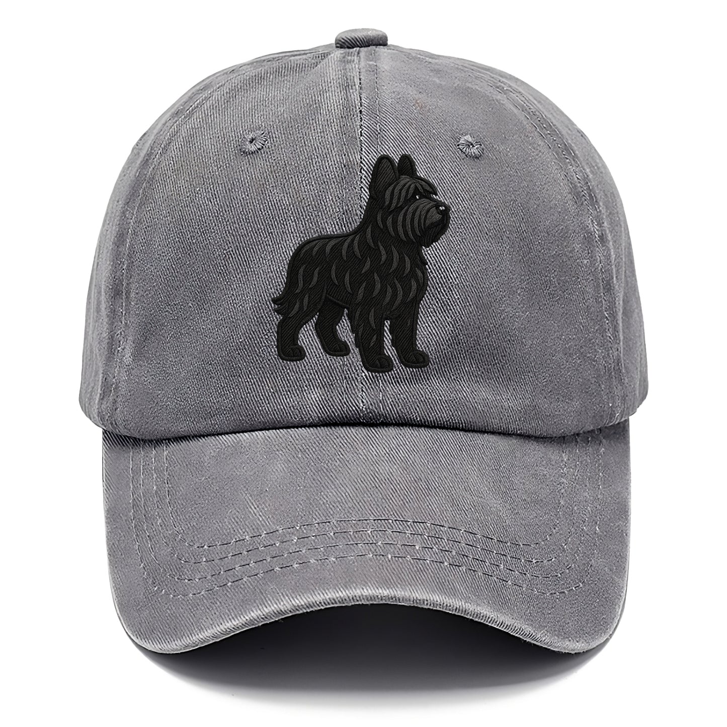 Briard - Black wavy coat embroidered herding pose - Classic Cap - Urban Haze(Grey)