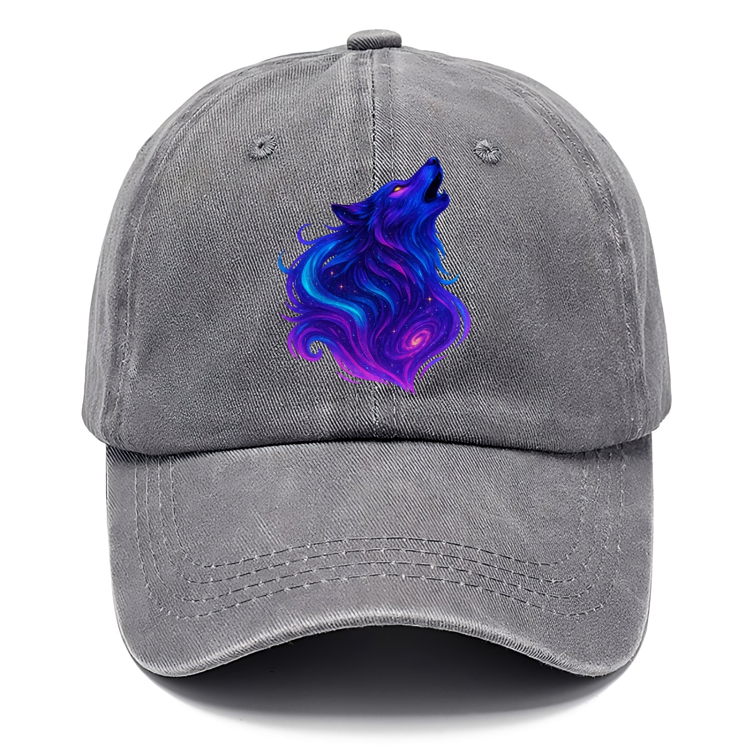Noble wolf with flowing fur that transforms into aurora borealis streams, cyan and - Classic Cap - Urban Haze(Grey)
