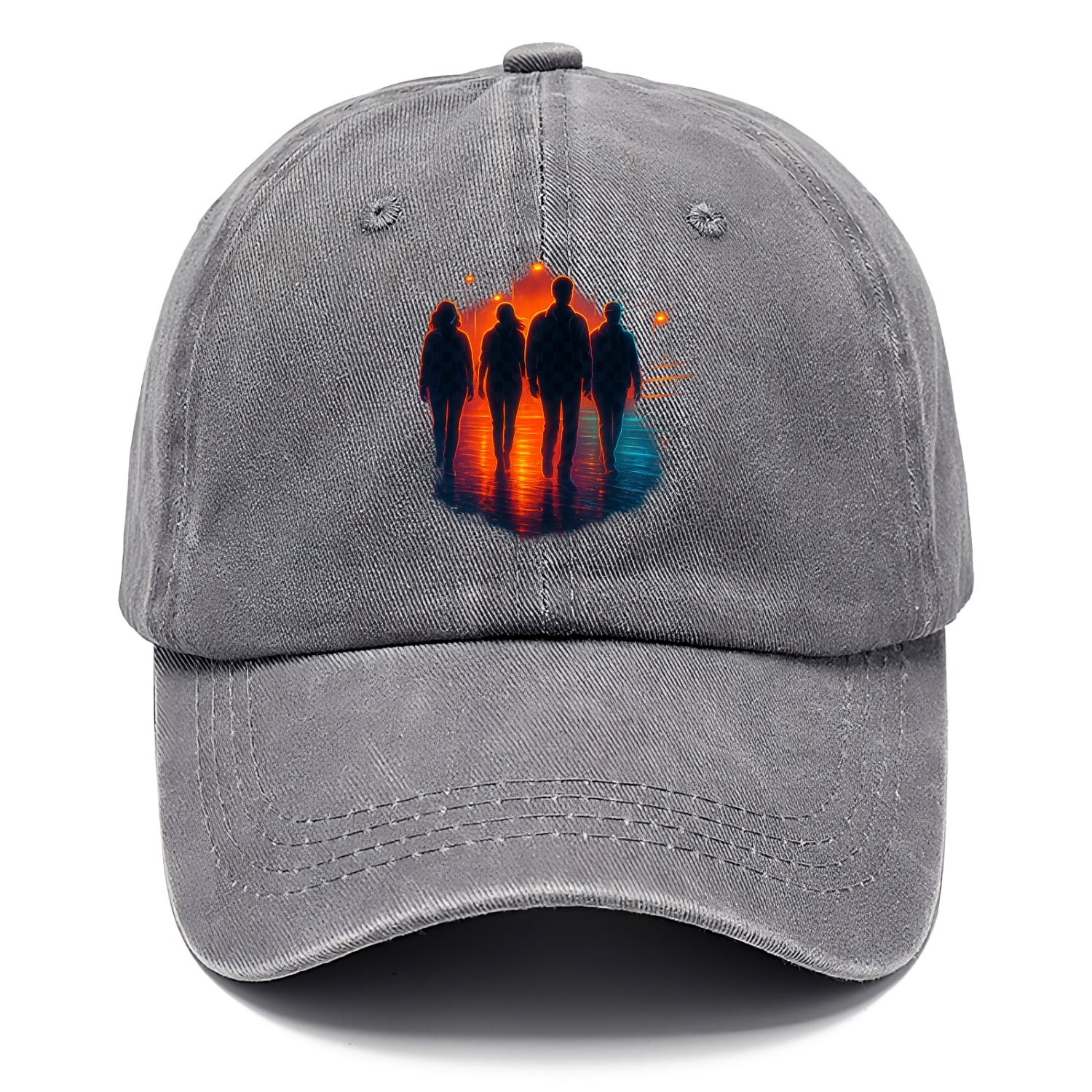 gang of silhouettes walking together at sunset by the beach - Classic Cap - Urban Haze(Grey)