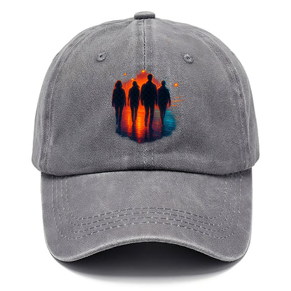 gang of silhouettes walking together at sunset by the beach - Classic Cap - Urban Haze(Grey)