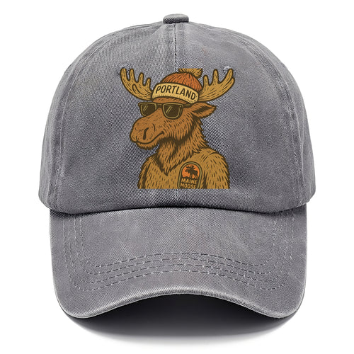 Maine Moose wearing Portland beanie with pom pom and wayfarer sunglasses - Classic Cap